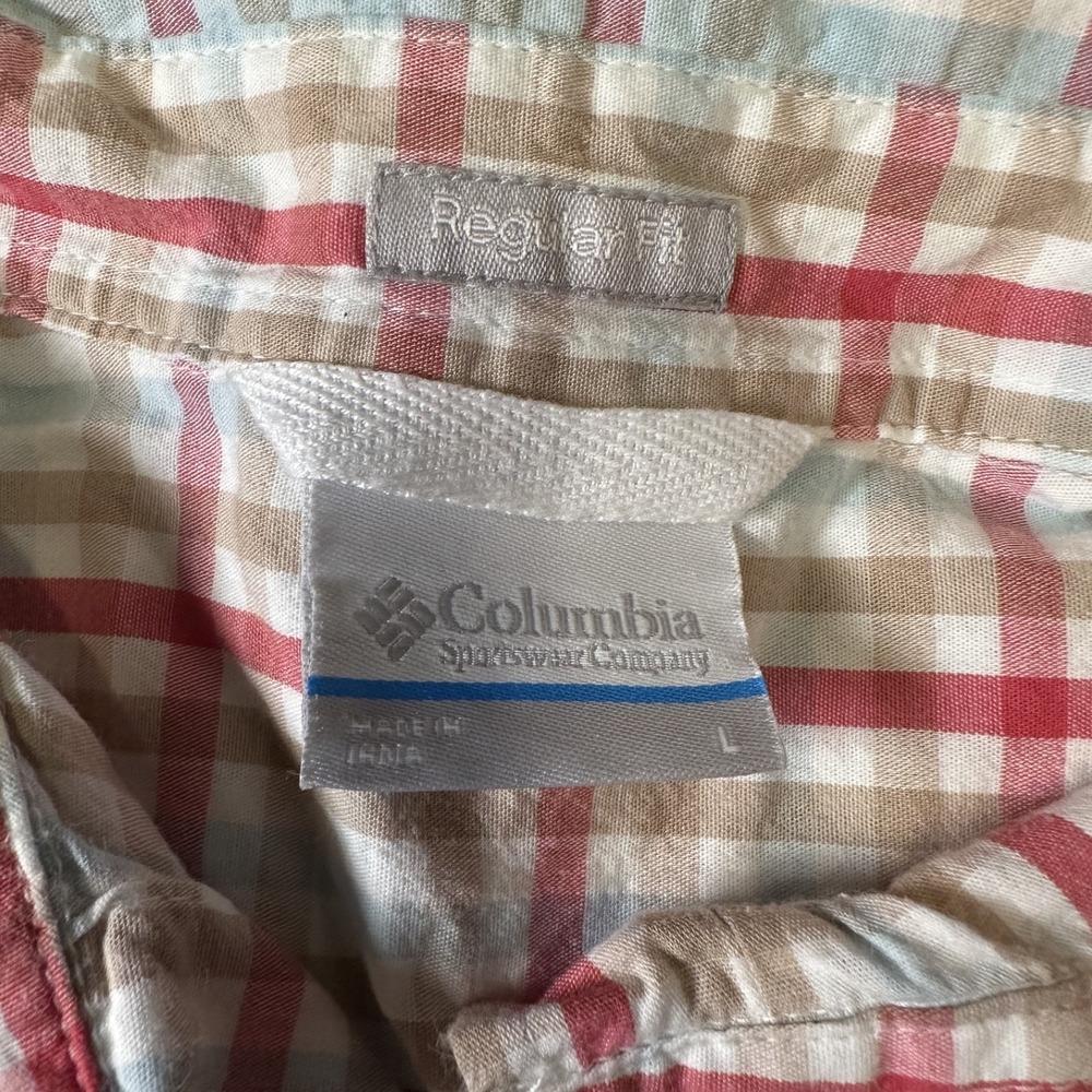 Columbia Shirt Mens Large Short Sleeve Plaid Pockets Button Up Outdoors - Picture 3 of 6